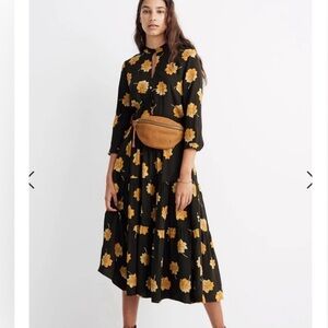 Madewell Fall / Winter Maxi Dress Green Yellow Tiered Floral Size M